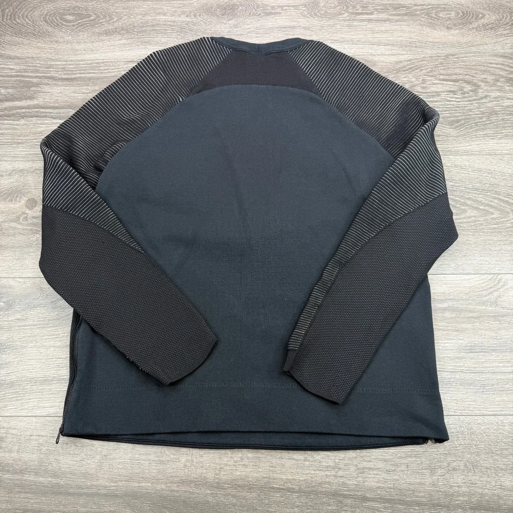 Nike Tech Fleece Crewneck Sweatshirt Women Medium Black Side Zip Swoosh Pullover